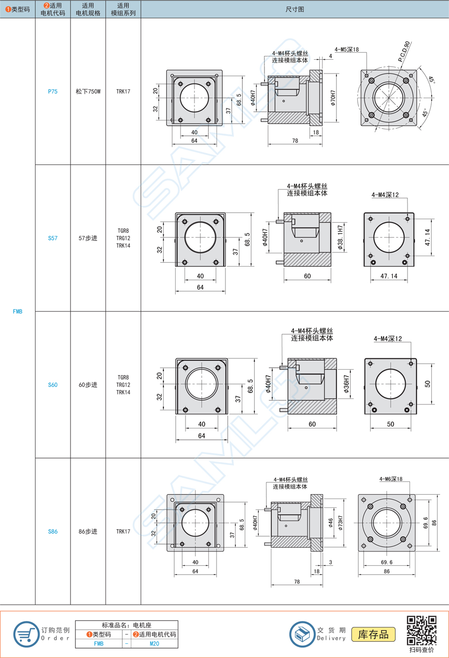 上隆電機(jī)座模組-適配TRG8/TRG12/TRK14/TRK17鋁合金材質(zhì)參數(shù)