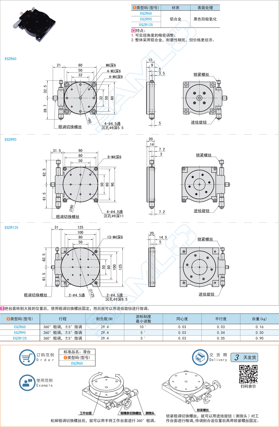 上隆自動零件旋轉滑臺-經濟型參數(shù)屬性